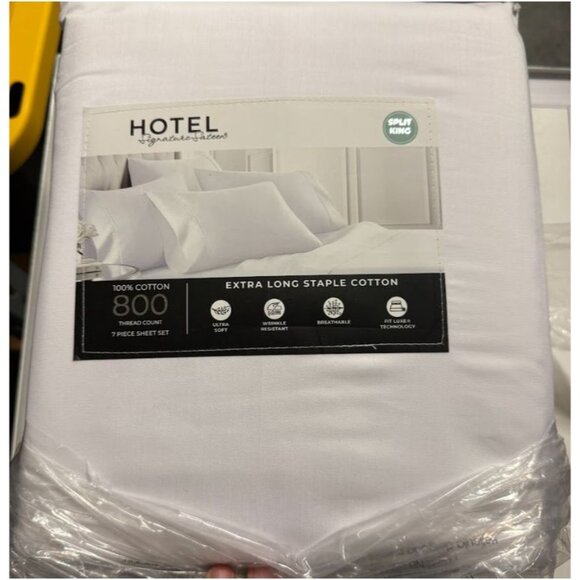 Hotel Signature 800 TC 100% Cotton 7-Piece Sheet Set White Size Split King - Picture 1 of 7